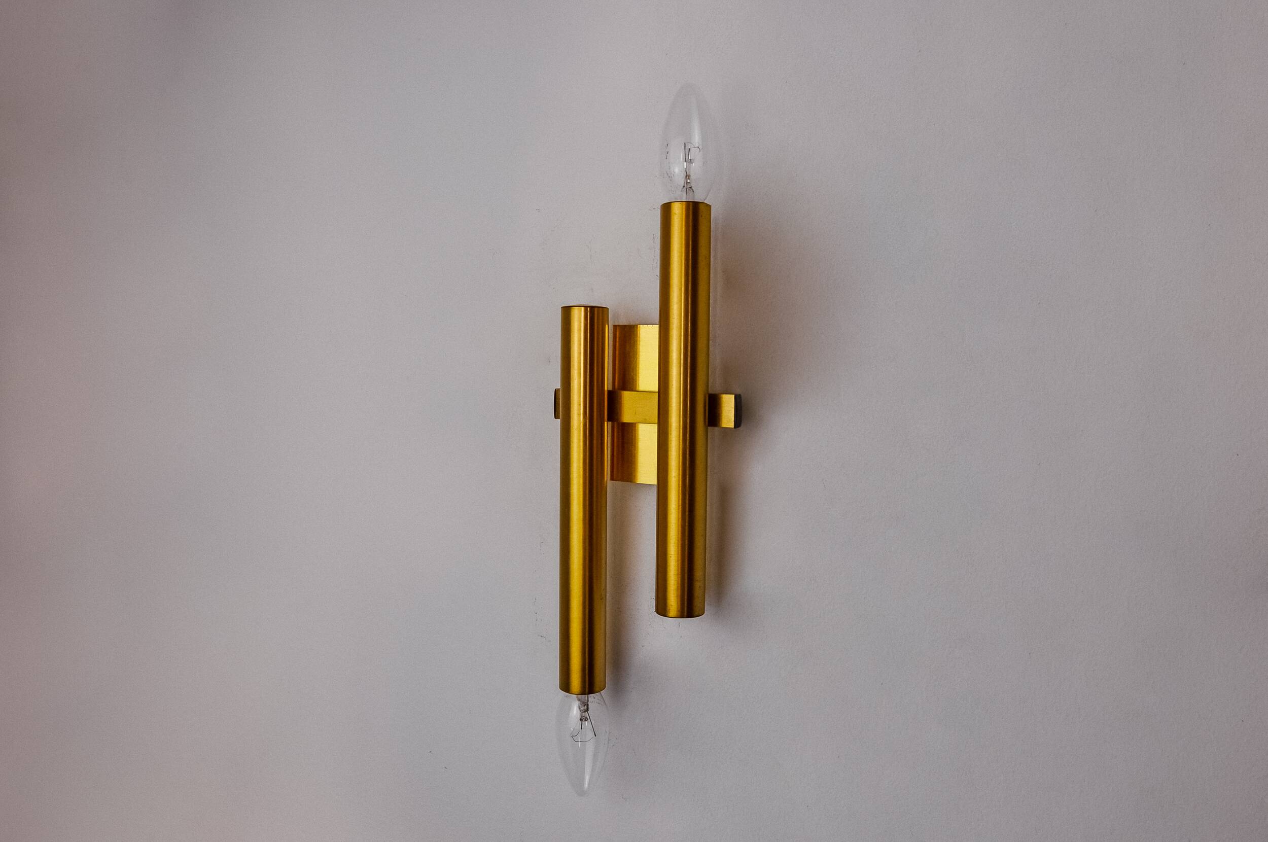 Tubular wall lamp by Maison Sciolari, 2 lights, Italy, 1970