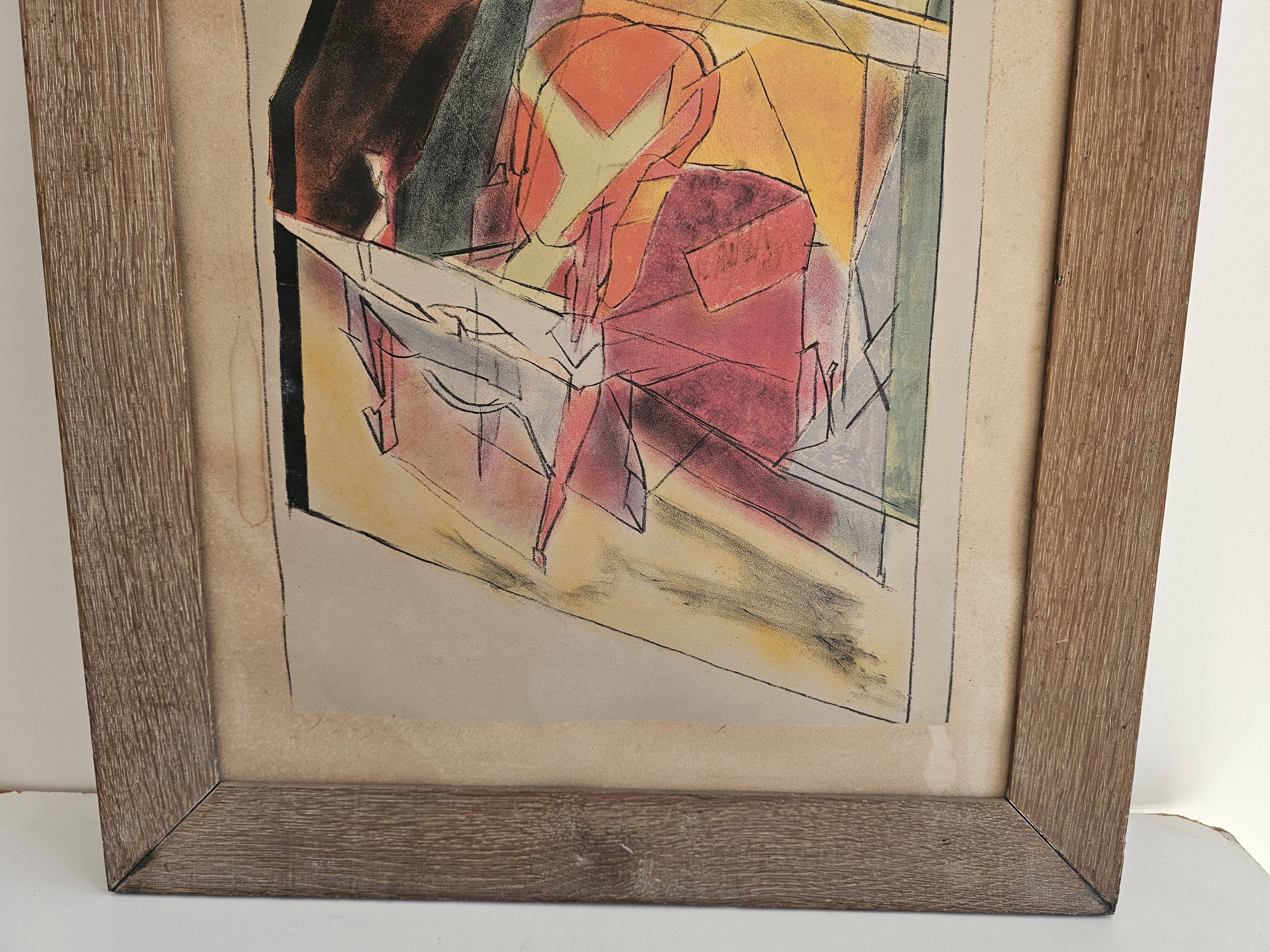 Tableau Lithographie couleurs sur vélin Le Fauteuit 28/200 Signé Jacques Vi