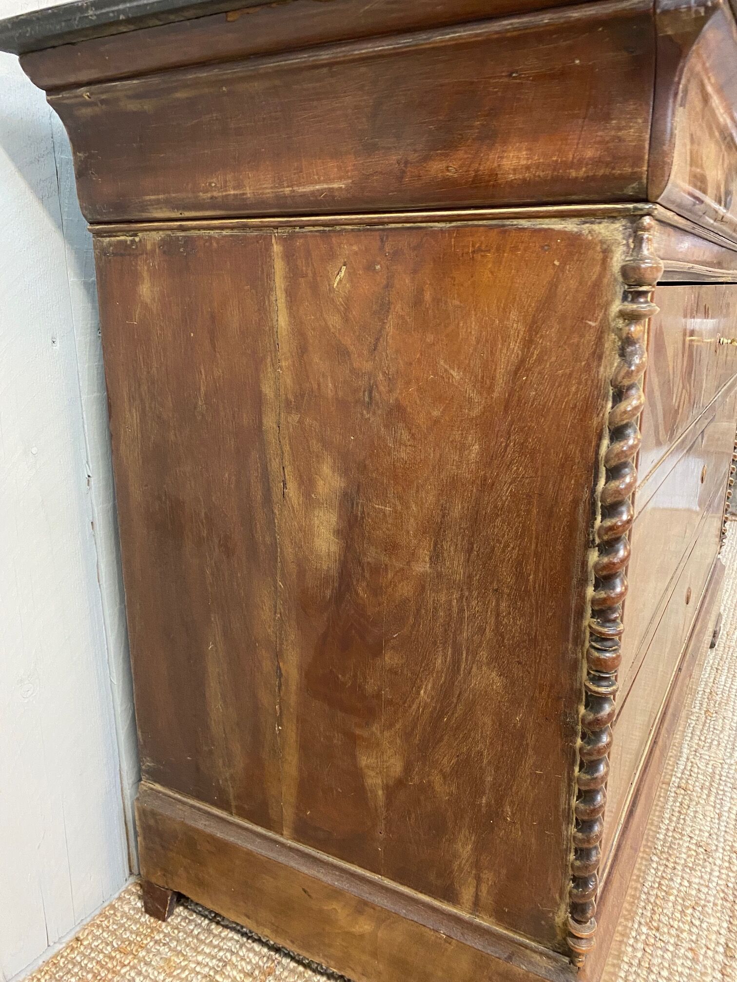 English chest of drawers circa 1920 mahogany veneer and marble top
