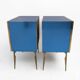 Blue Mirrored Chest of Drawers with Brass Details, Mid-Century Modern Style