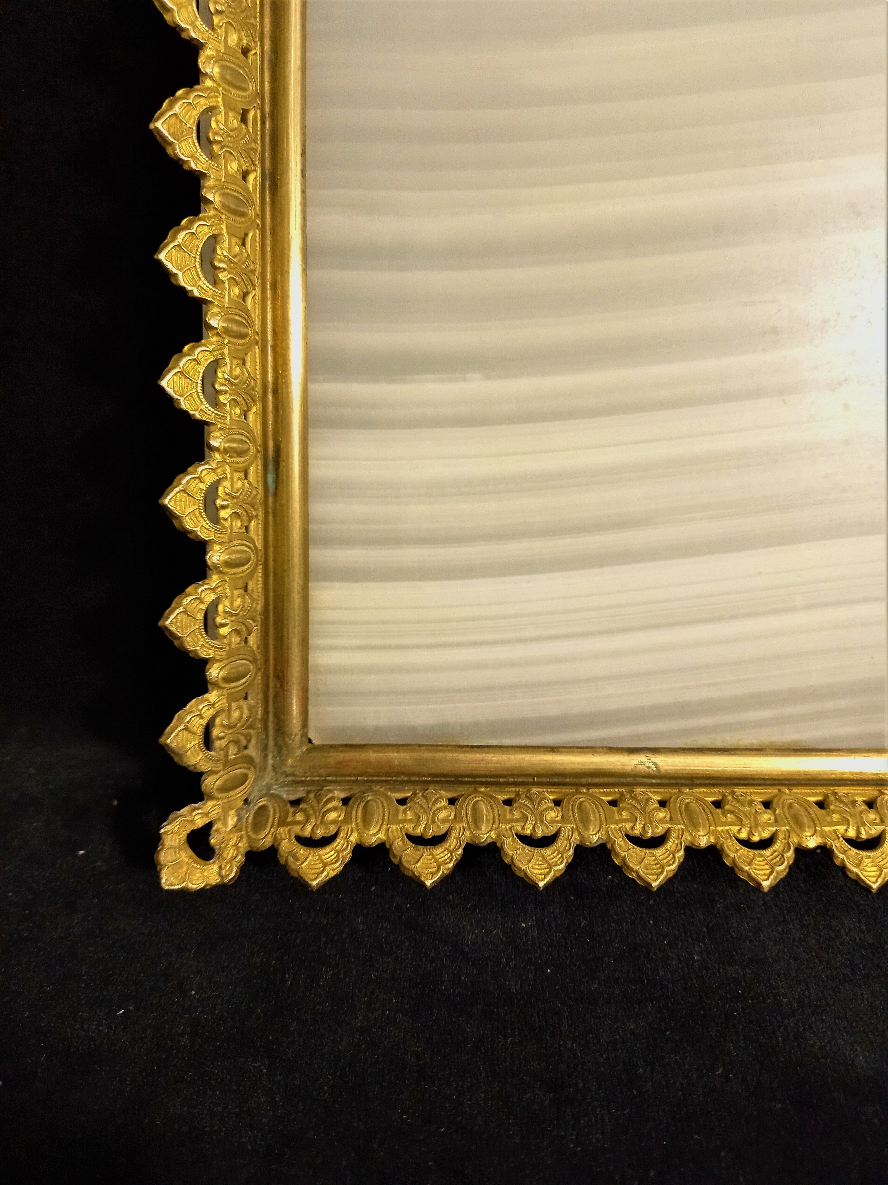 Onyx desk top with brass gallery