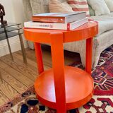 Round orange plastic side table 1970
