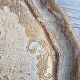 Florentine tray in painted and gilded wood