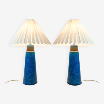 Ensemble de 2 lampes de table bleues par Niels Kähler