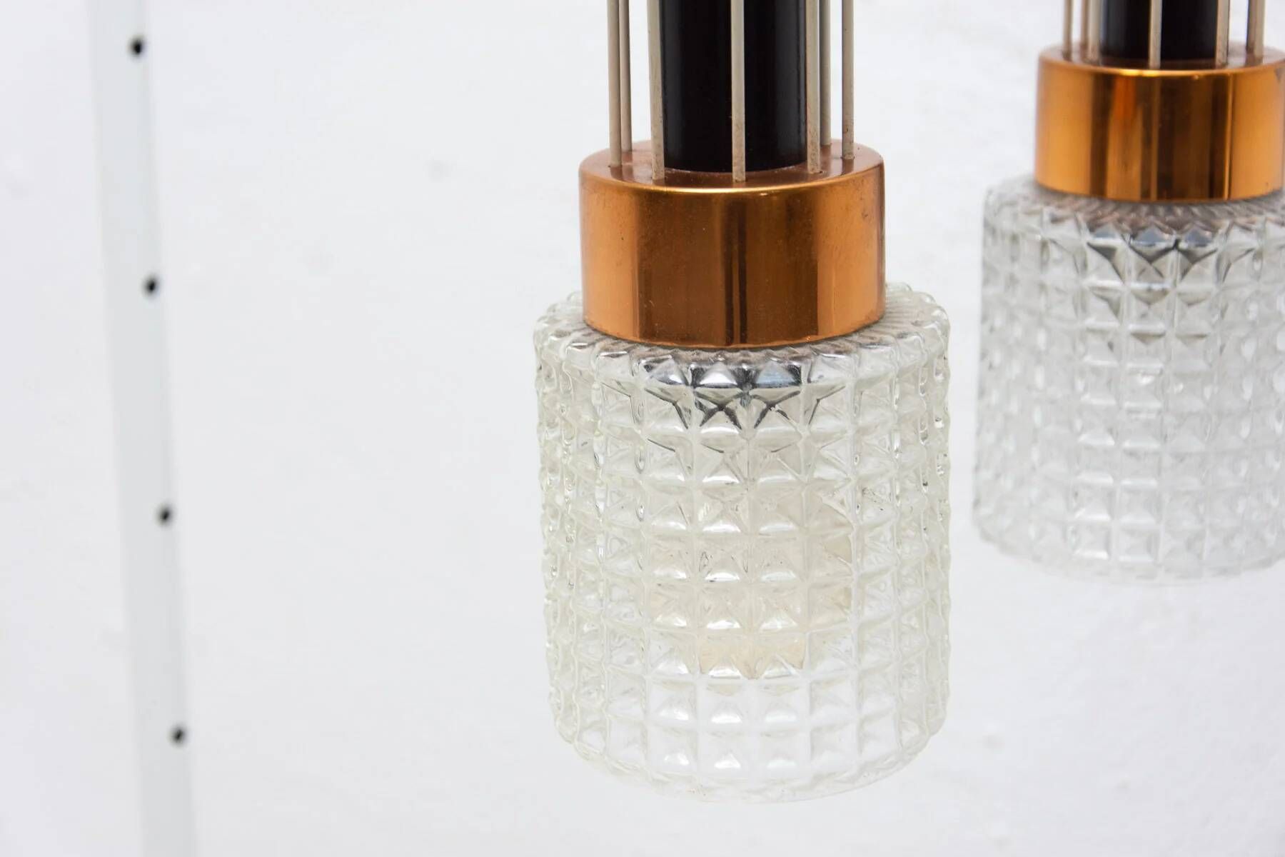 Czechoslovak brutalist light fixture, mid-century ceiling lighting, 1970s