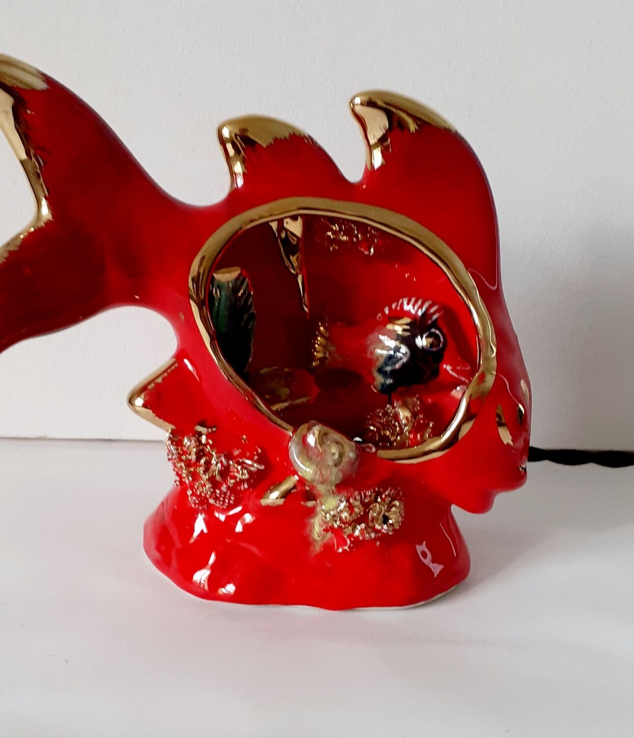 vintage Vallauris fish lamp