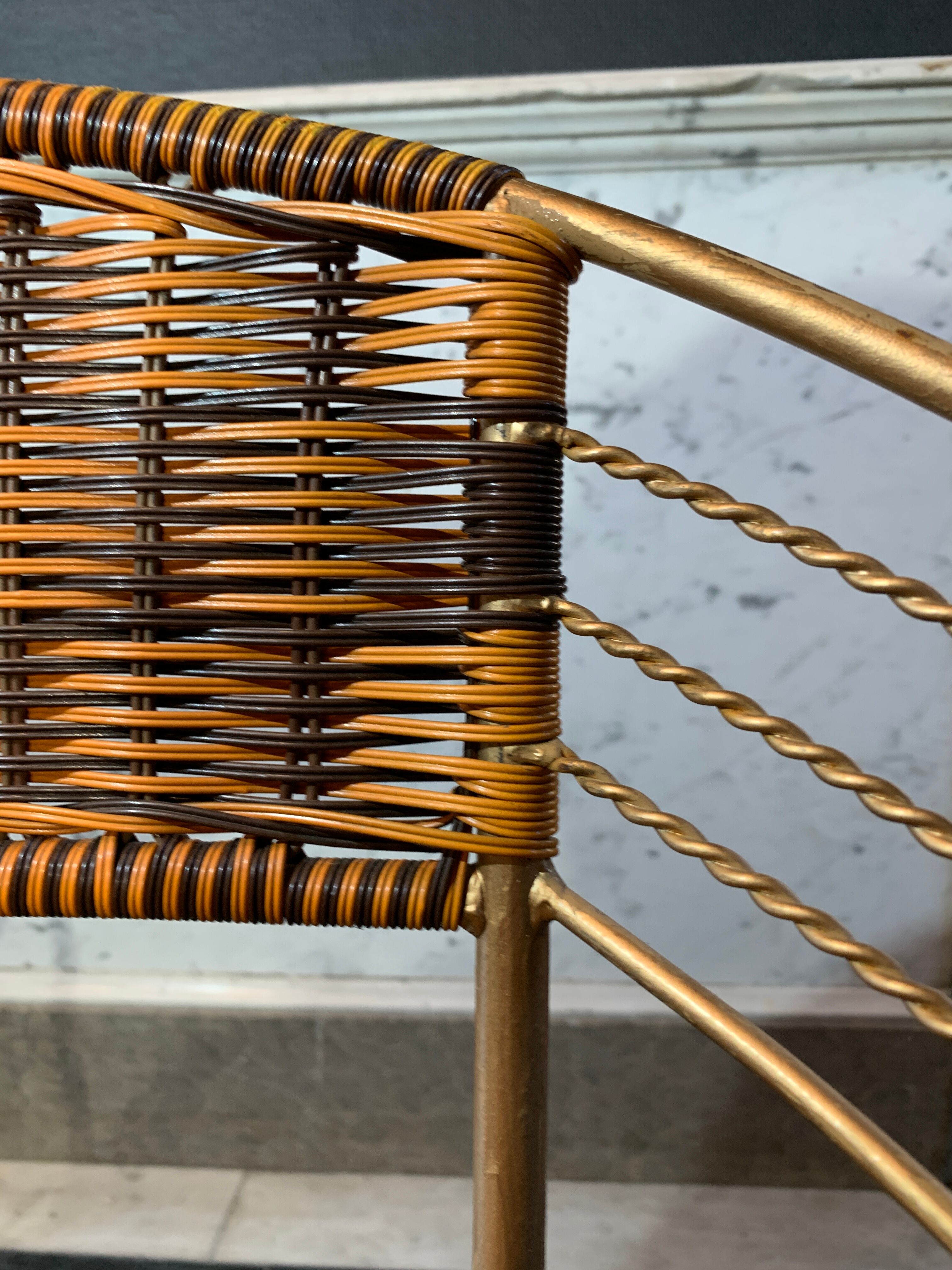 Series of 6 garden armchairs and patio Scoubidou', Italian Vintage Design 1950s