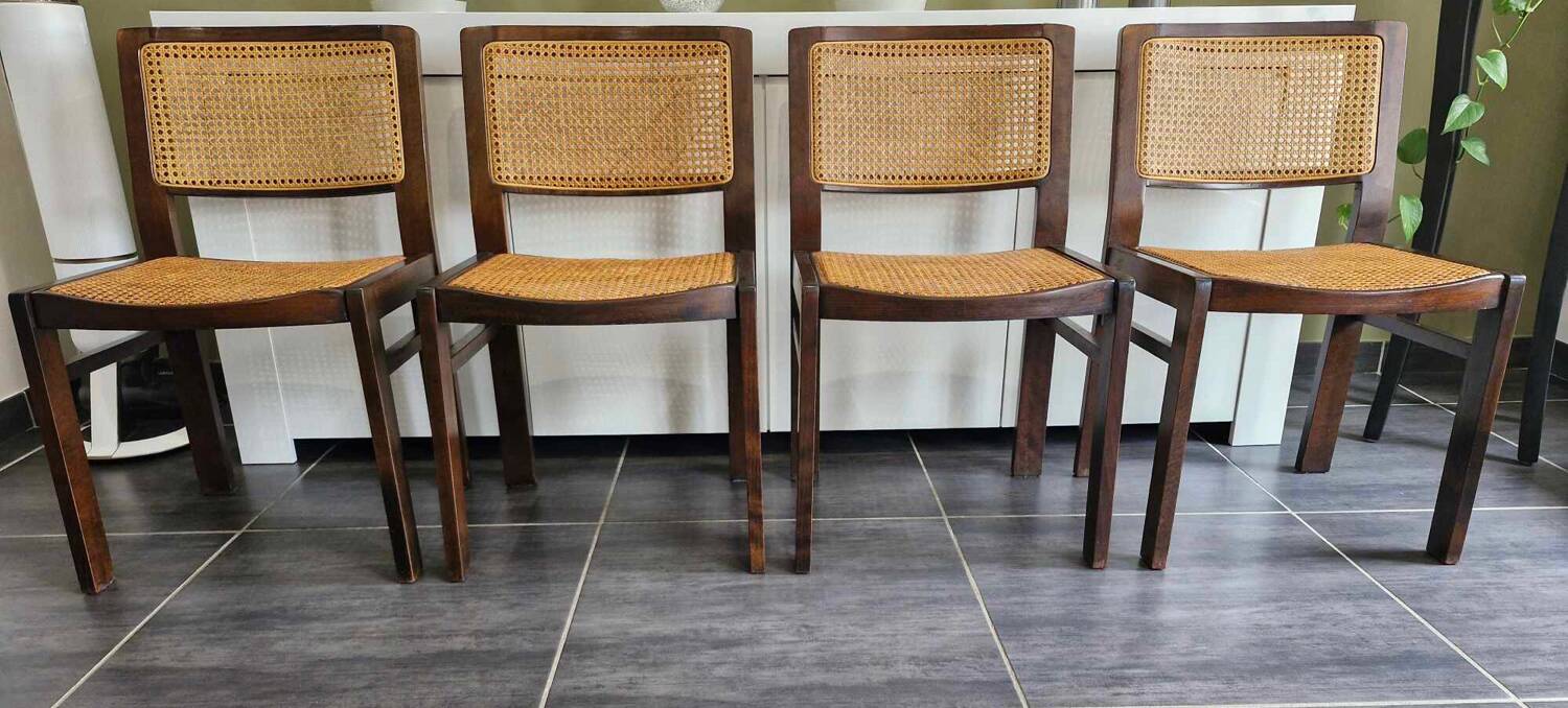 Set of 4 Baumann chairs, 1970s