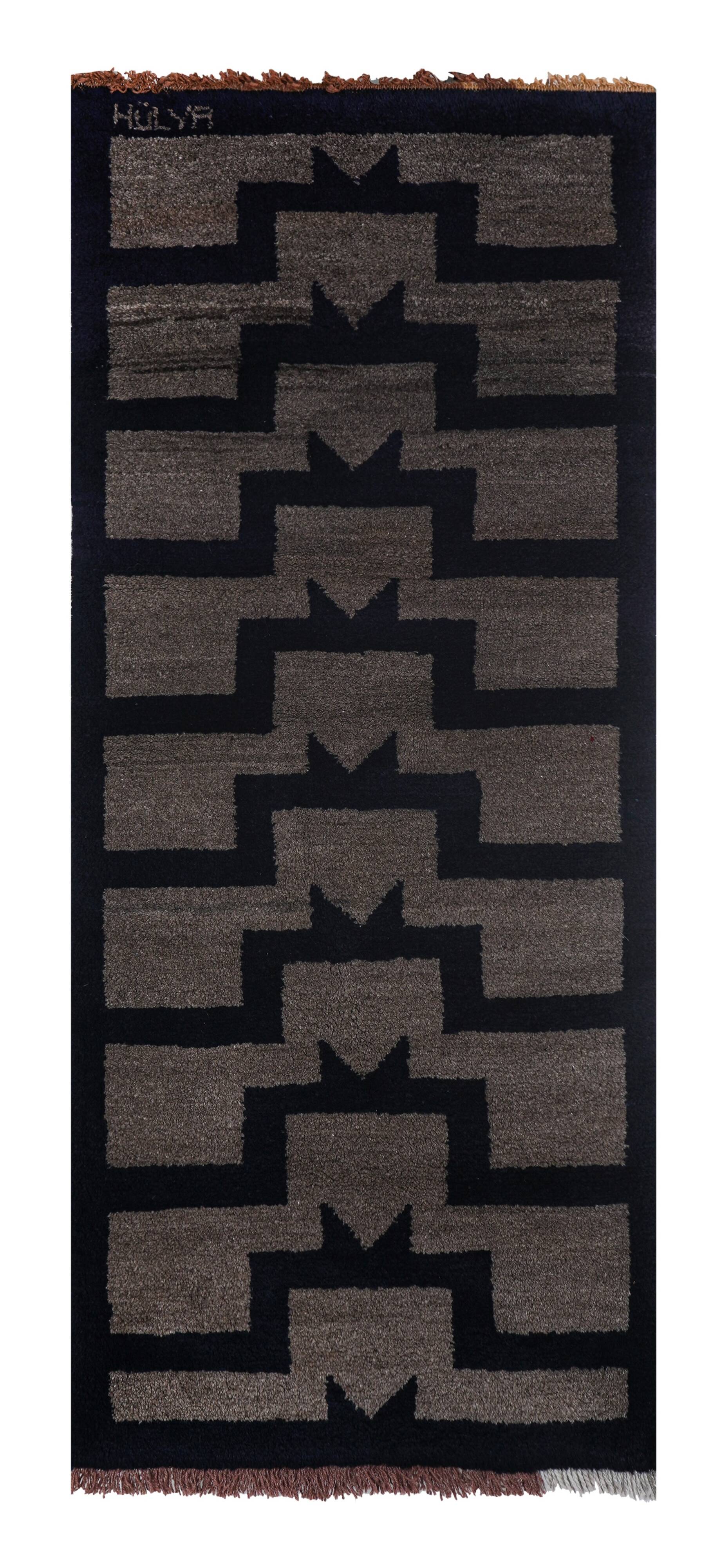 Vintage Turkish Oushak Rug Handwoven 83x190 cm