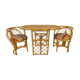 Vintage rattan tête-à-tête table with 2 armchairs