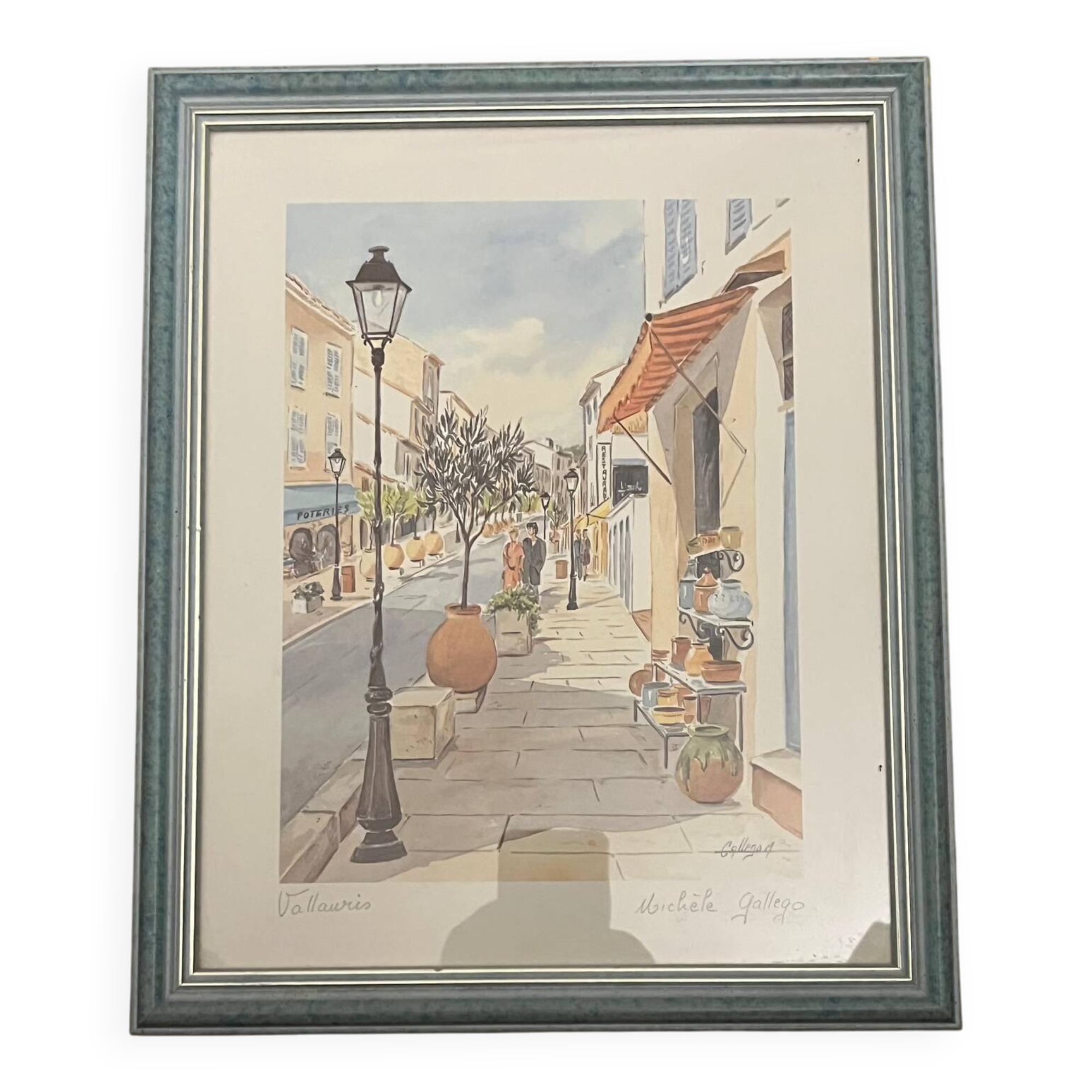 Watercolor depicting a view of Vallauris