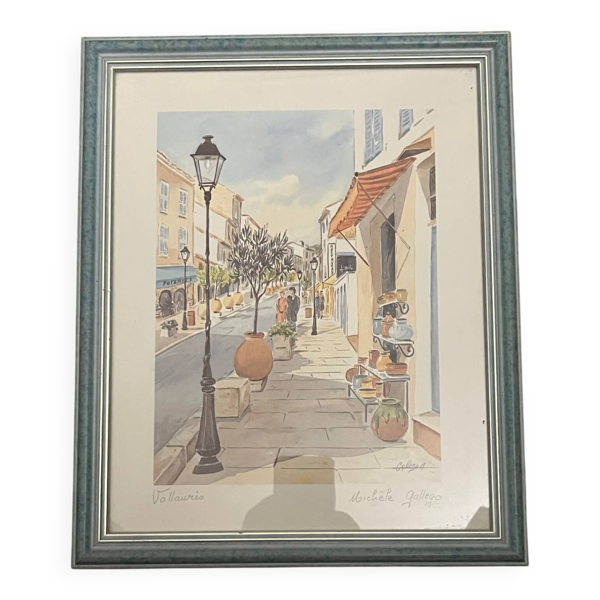 Aquarelle représentant une vue de Vallauris