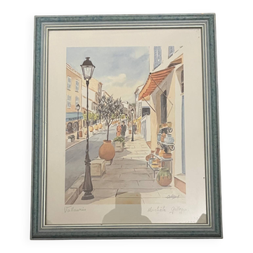 Watercolor depicting a view of Vallauris