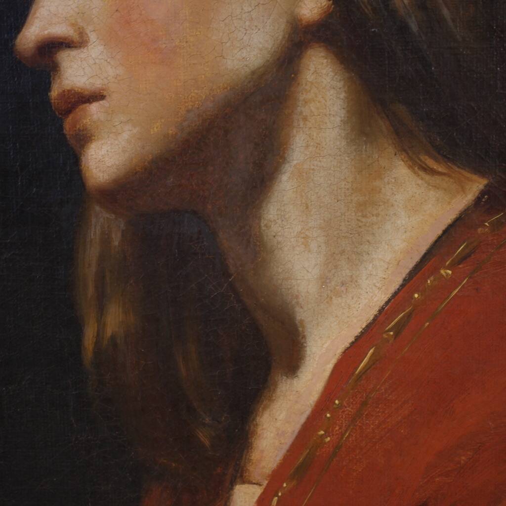Peinture italienne du 19e siècle, portrait d'une jeune fille