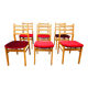 Set de 6 chaises tissu rouge 1960