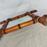 Vintage bamboo mirror – Tower shape – 1960s–70s – Bohemian