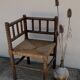 Corner chair/stool in turned and mulched wood, early XXth