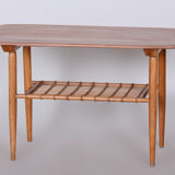 Table basse, cerisier, rotin, années 1950, Tchéquie