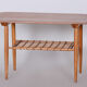 Restored Mid-Century Style Coffee Table, Cherry-Tree, Rattan, 1950s, Czechia