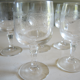 Set of 24 old engraved crystal foot glasses