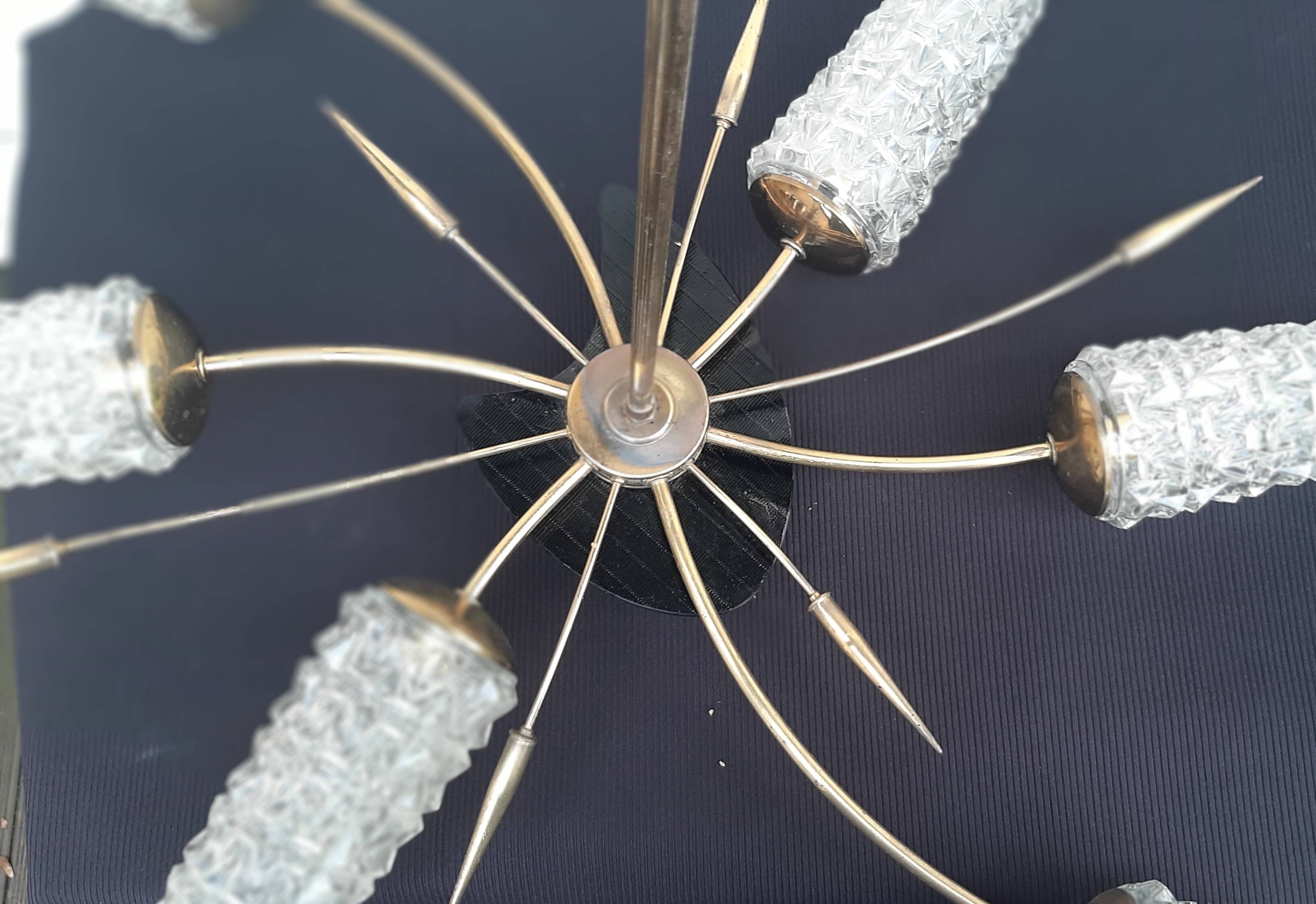 Vintage 60s sun shape chandelier 6 branches