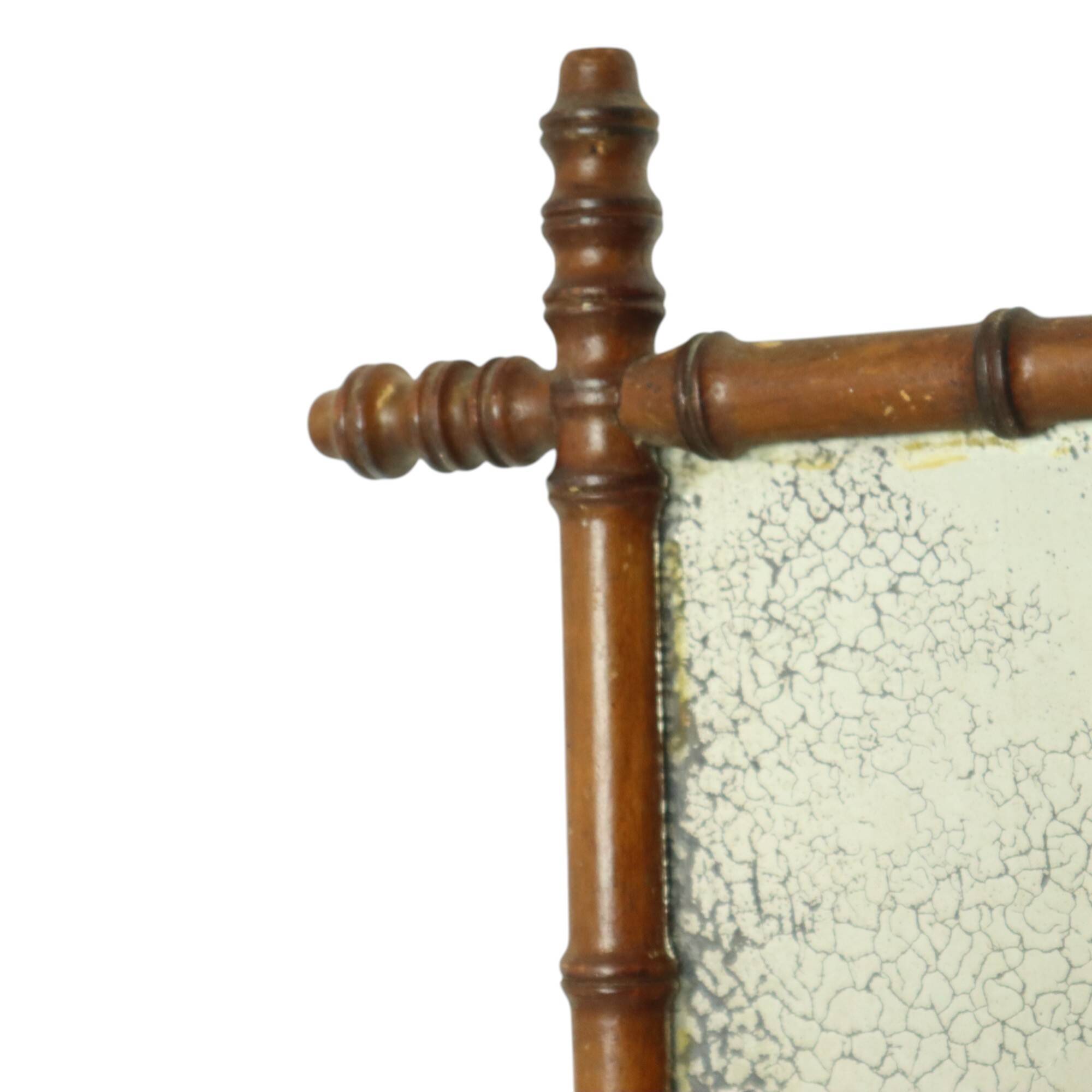 Antique Wooden Faux Bamboo Mirror France 40x34cm