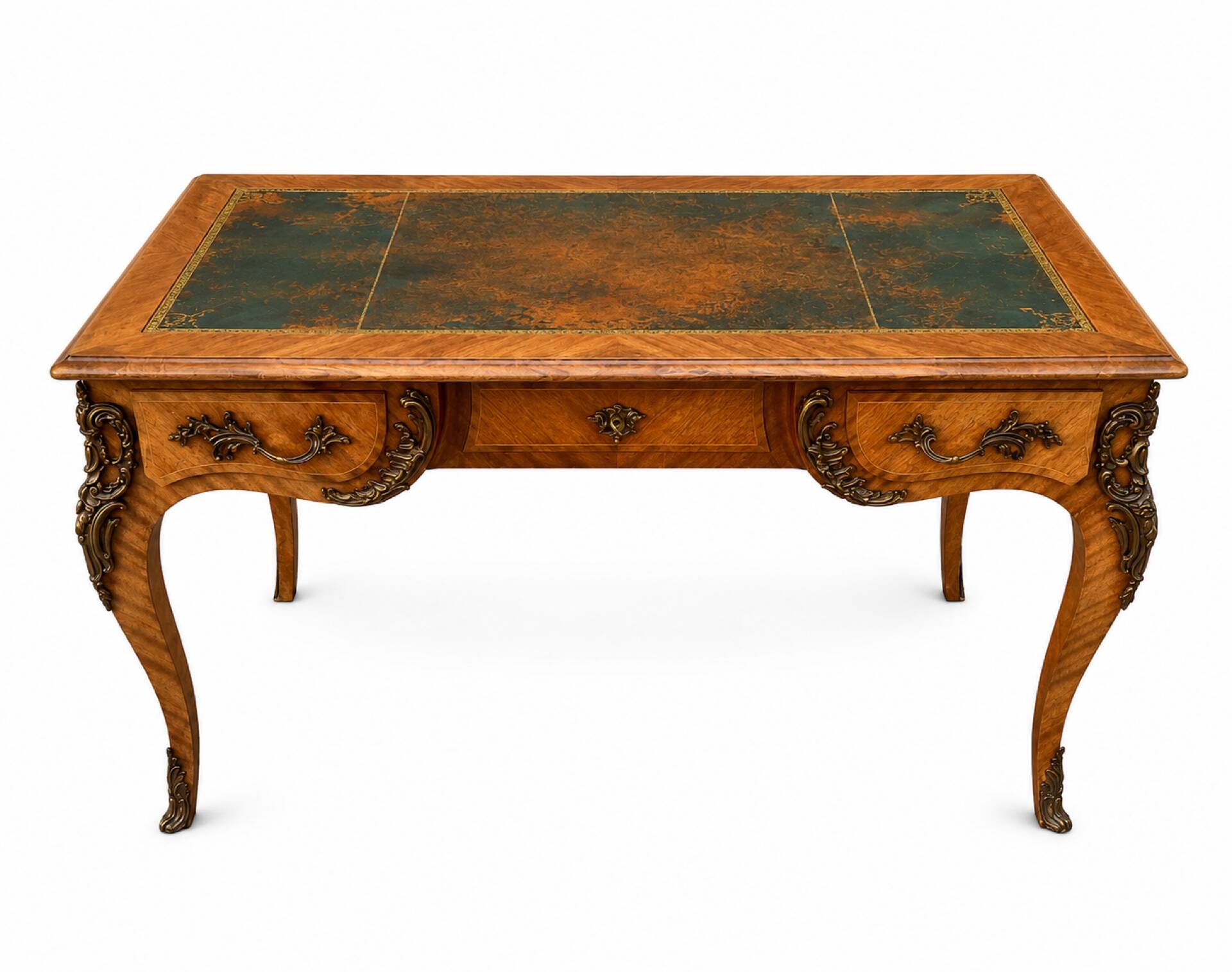 French flat desk in Louis XV style and bronze