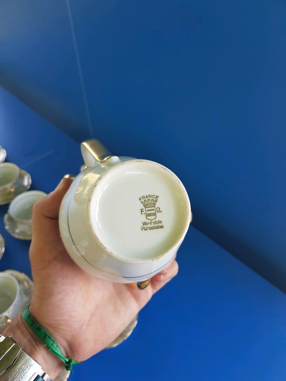 F.D Chauvigny porcelain coffee service complete gold frieze décor