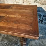 French vintage table in solid oak, Arts & Crafts style, 1930s–1940s.