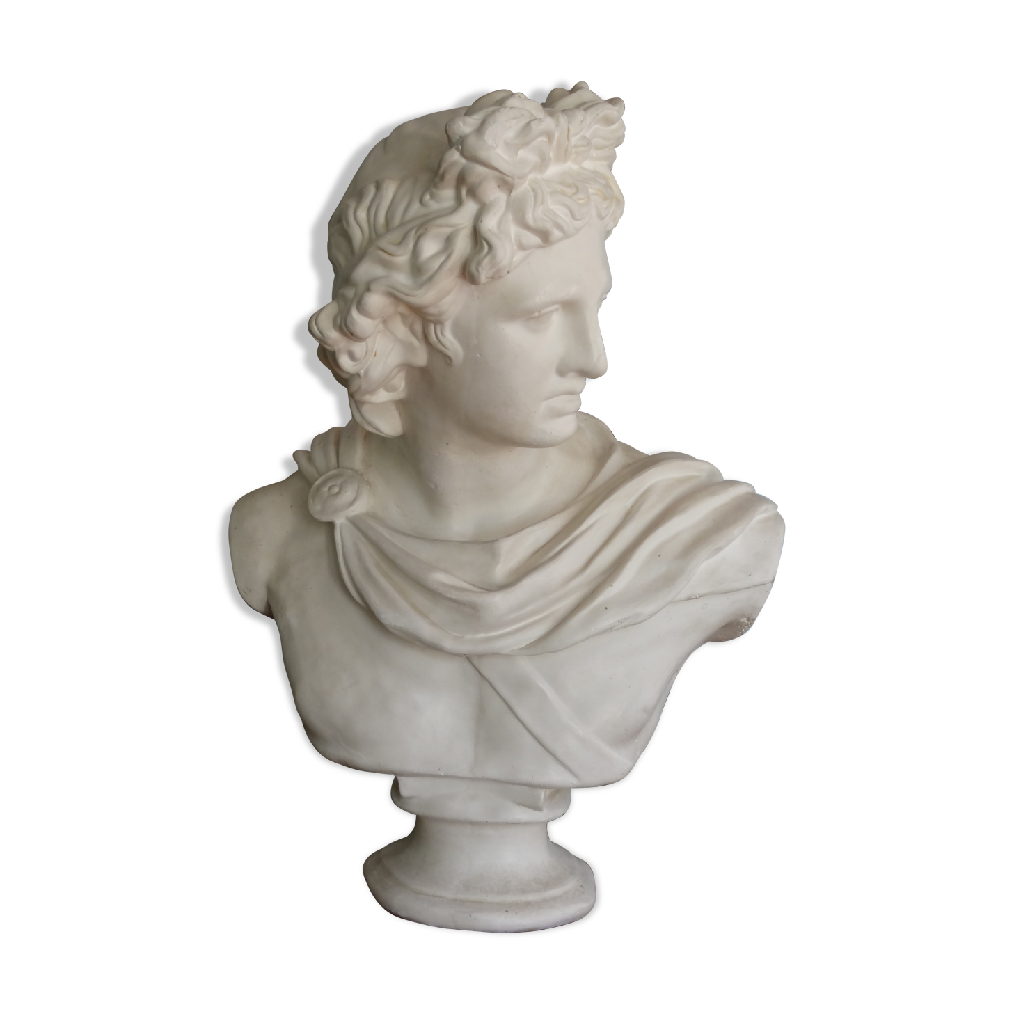 Plaster bust in the antique Apollo of the Belvedere, 70 cm