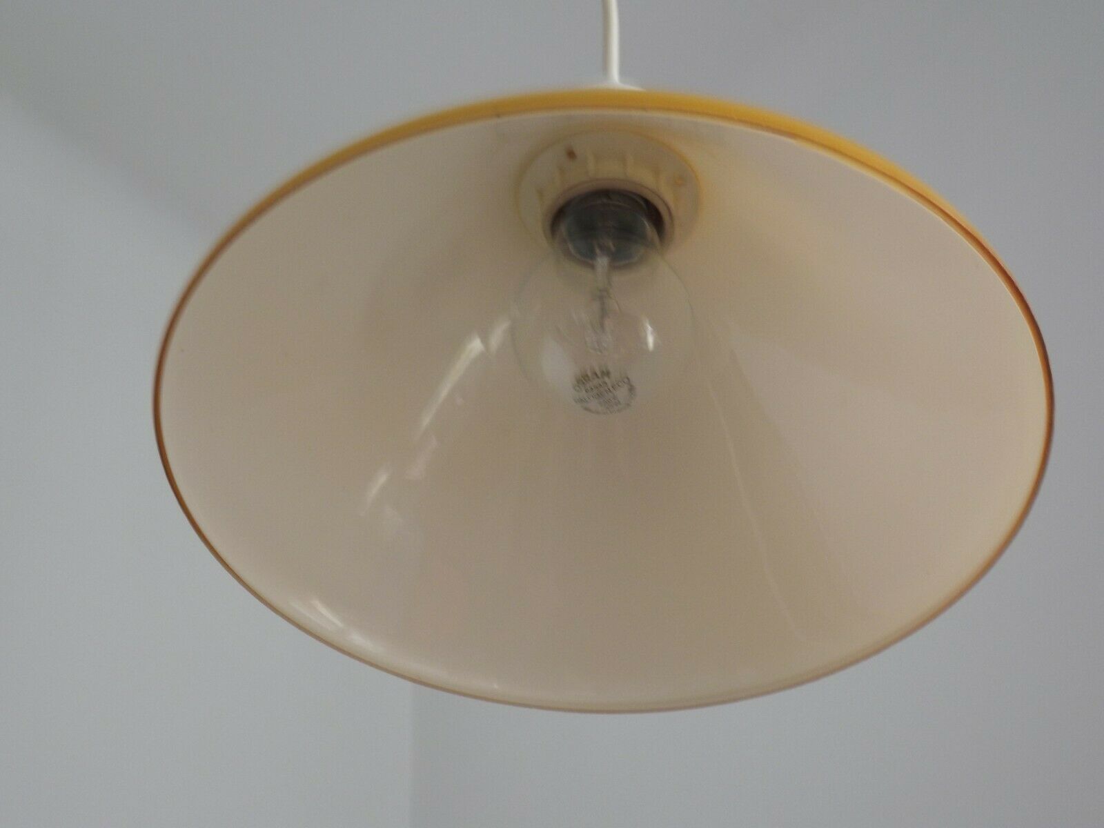 French Vintage Retro Ceiling Light With Round Mustard Yellow Glass Shade