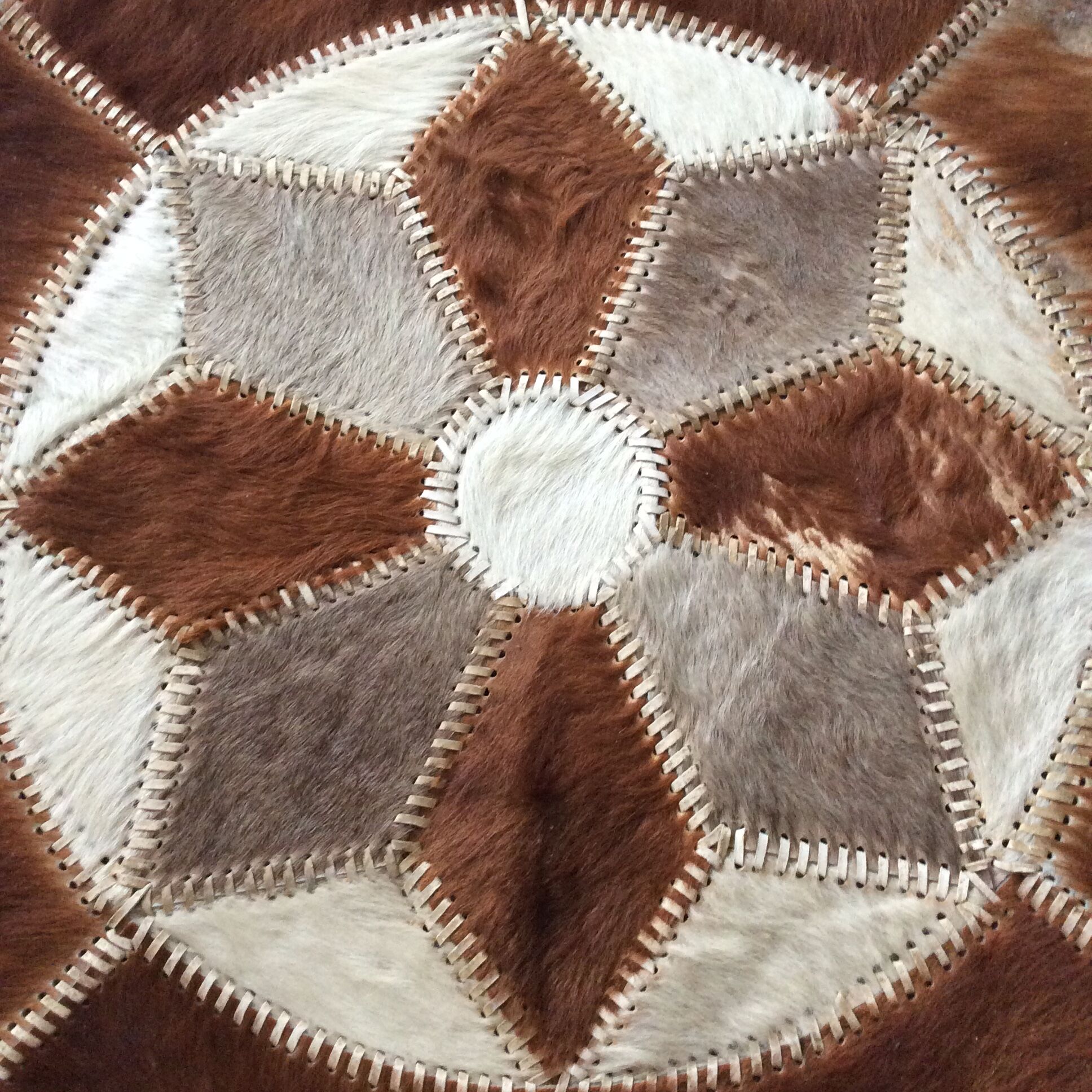 Vintage round cowhide carpet from the 60s and 70s
