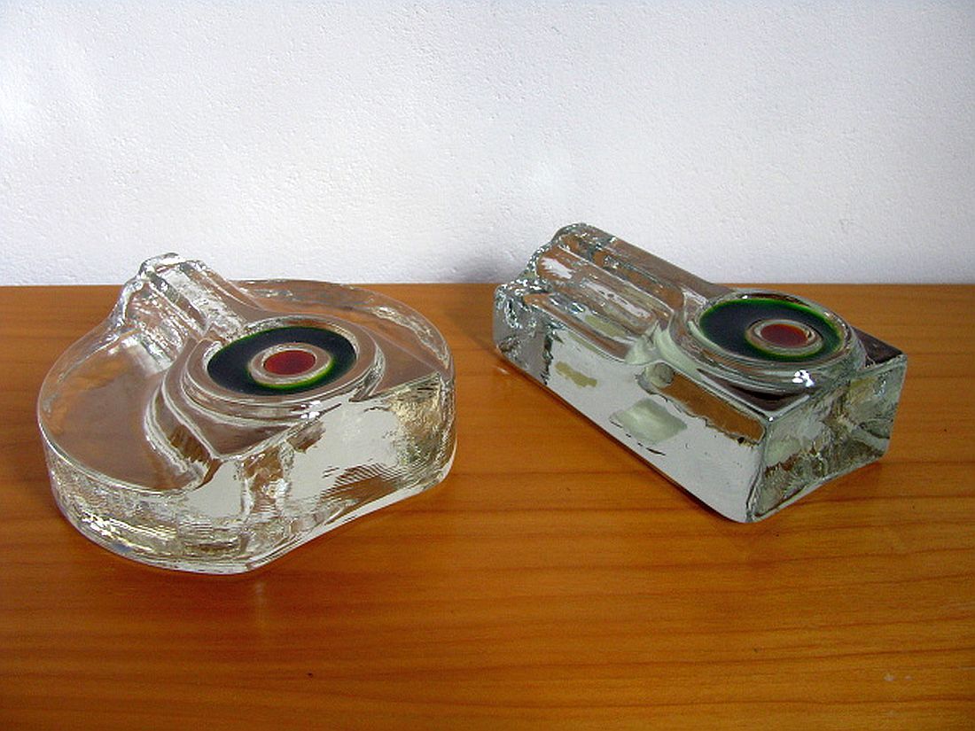 Vintage crystal glass vases from Walther , 1970s