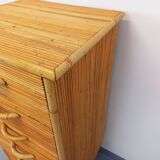 Vintage rattan chest of drawers from the 70s
