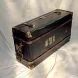Old wooden and leather trunk