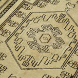 1960s Handmade Rustic Oriental Beige Carpet 115 cm x 222 cm