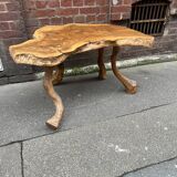 Brutalist coffee table in solid olive tree, period around 1960