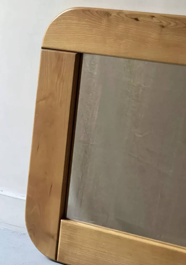 Large oak mirror 78x78, Maison Regain 1978