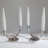 Pair of Art Deco Glass Chrome Lamps