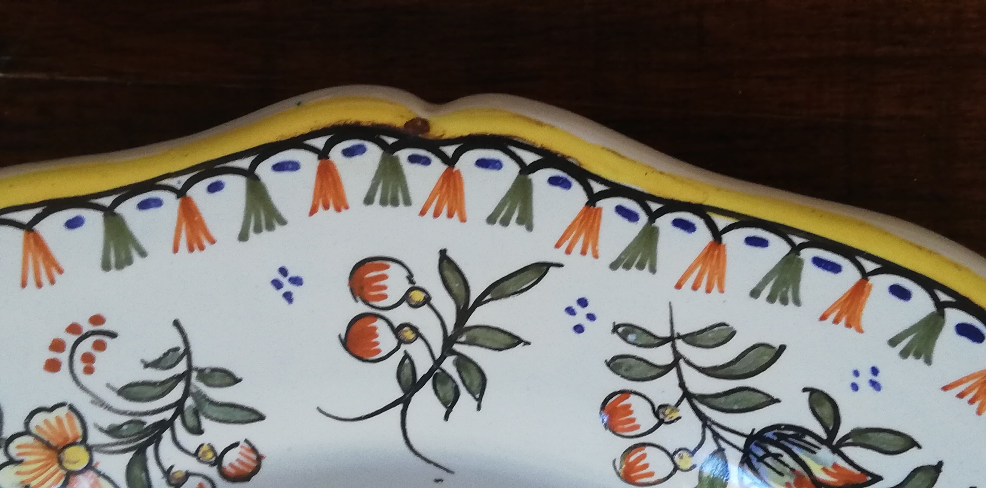 Collection plate Vieux Rouen signed handmade
