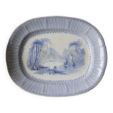 Large old longport iron blue earth dish