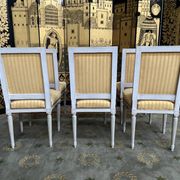 Suite of 6 louis XVI style chairs yellow velvet
