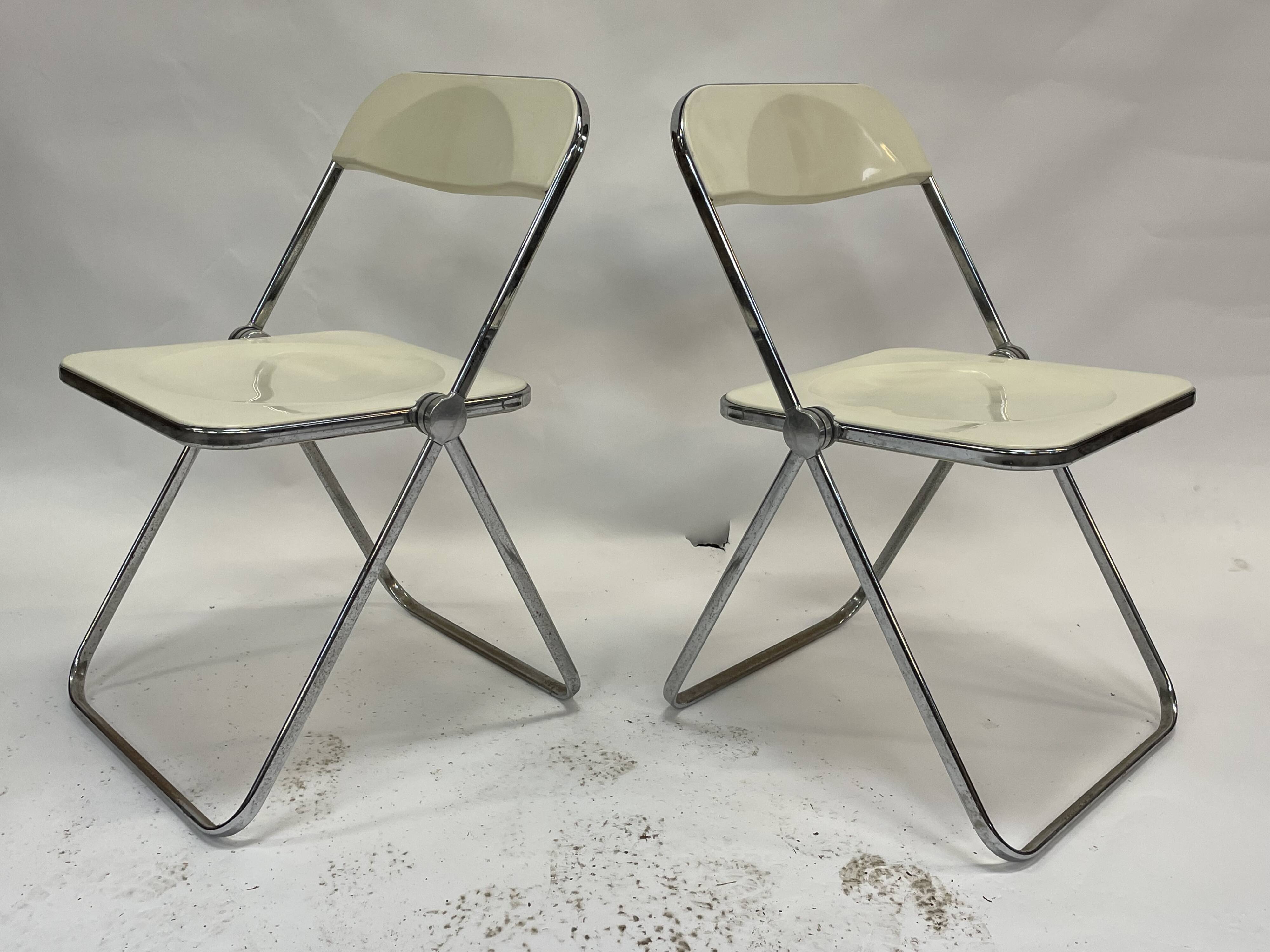 Ensemble de quatre chaises pliantes en lucite Plia, Giancarlo Piretti pour Castelli