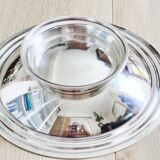 Dish on a silver-plated metal pedestal Christofle, made in France, compote dish.