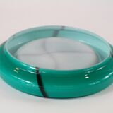 Ensemble trois vases en verre vert de Murano, vintage