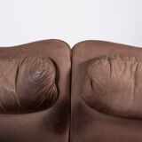 Vintage 2-seater sofa in aniline leather from the 1970s