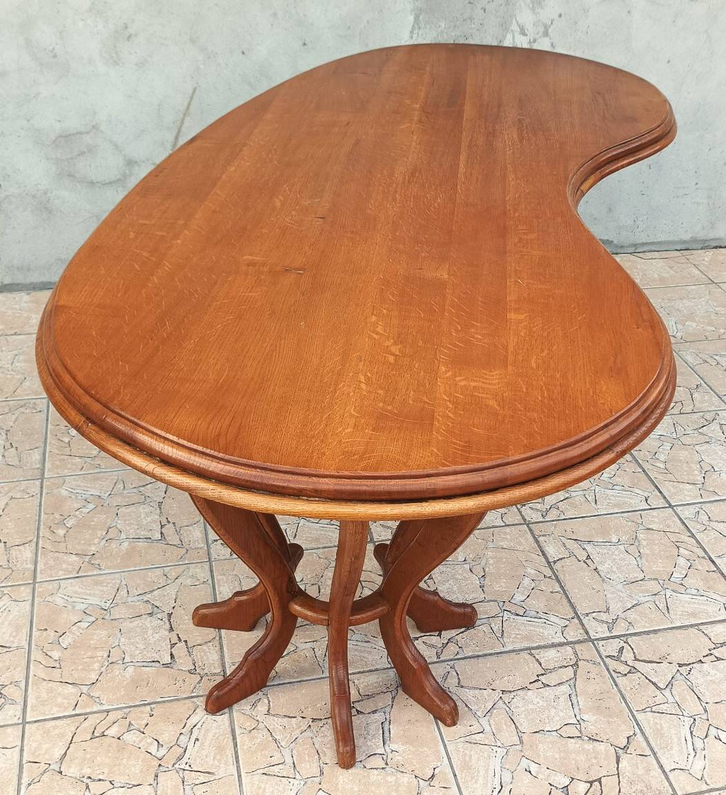 Brutalist table in solid oak