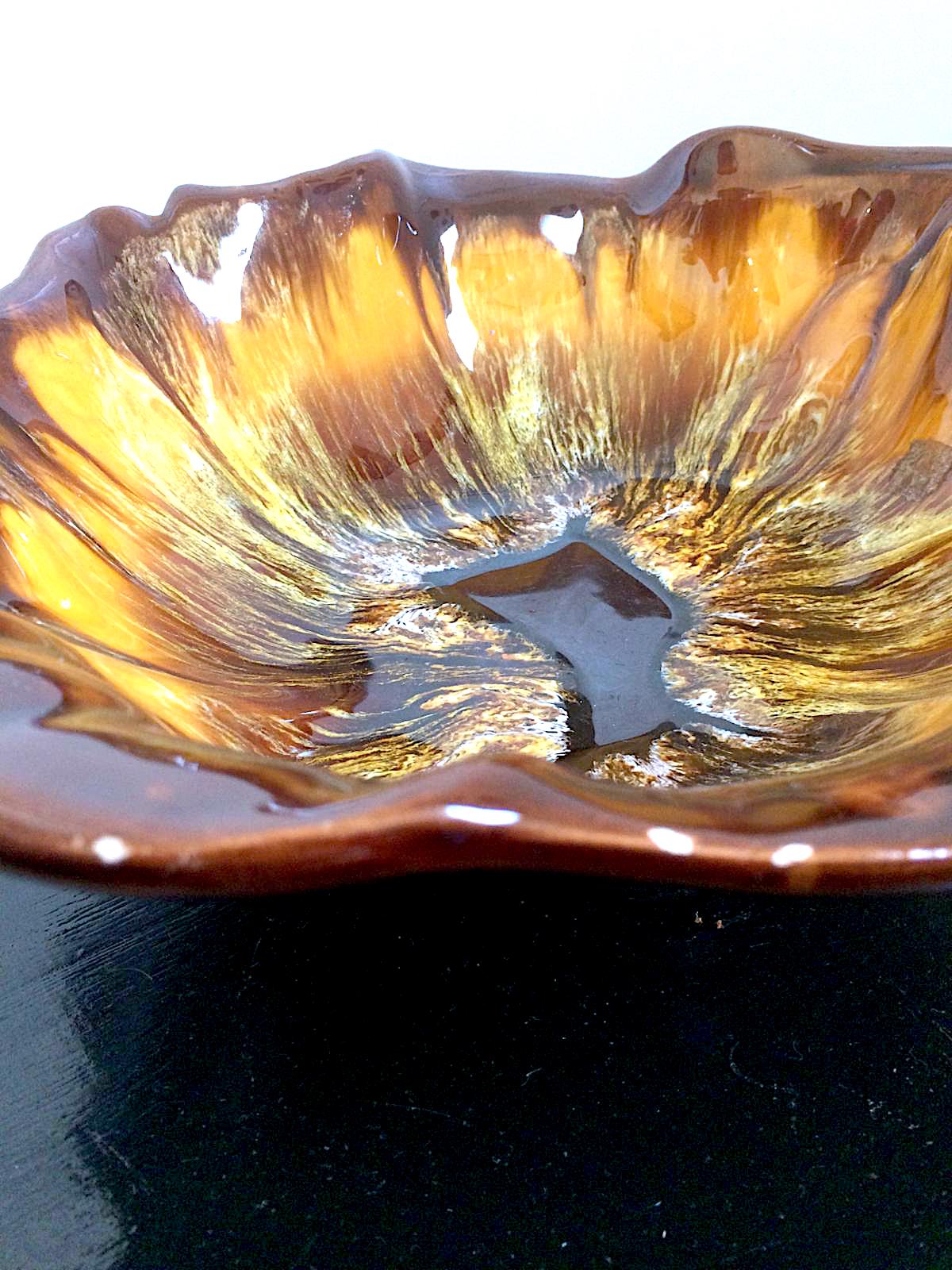 Dish Vallauris in yellow ceramic 1950 signed