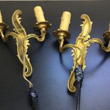 Paire d’appliques 2 lumières bronze St Louis XV