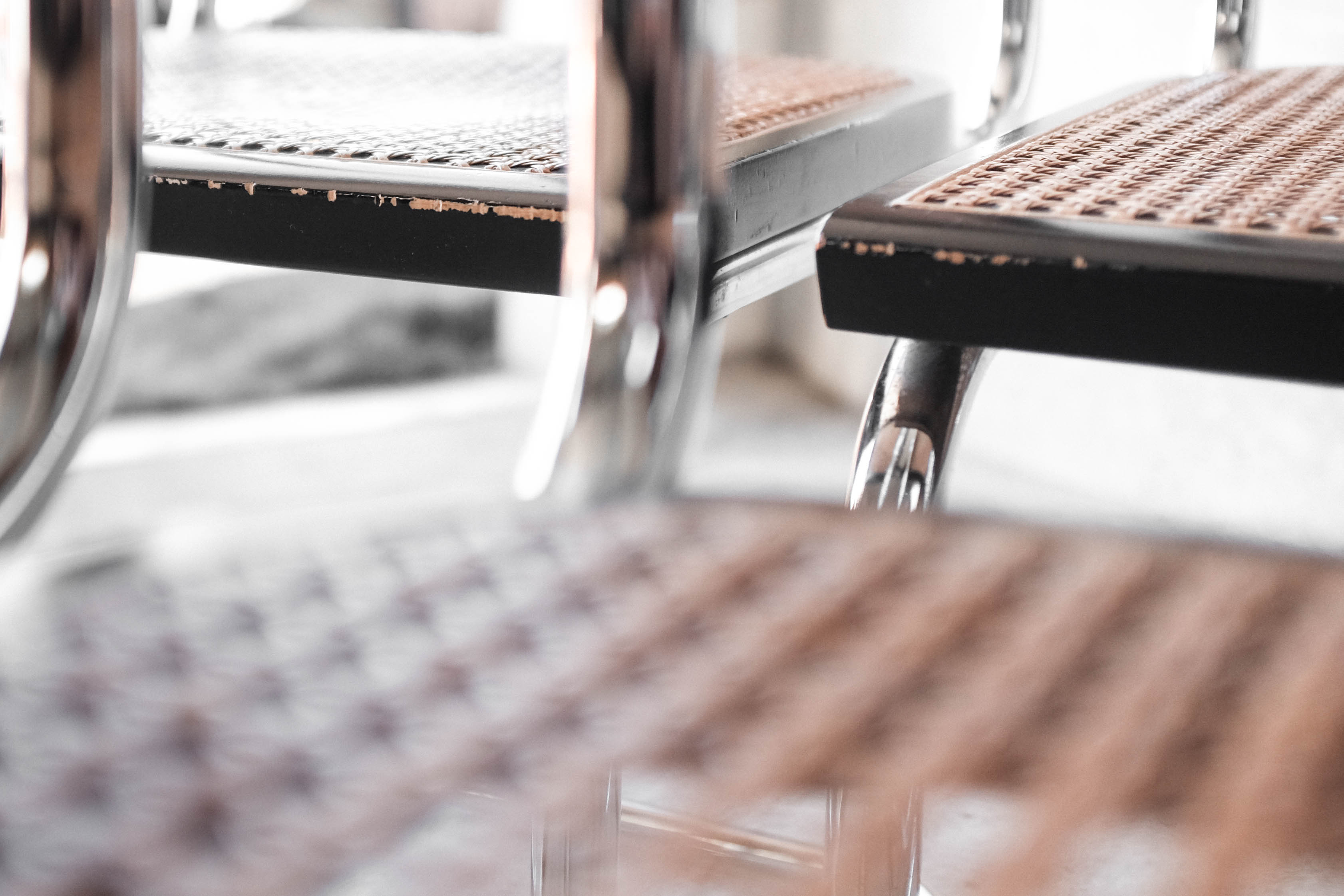 Set of 6 black Cesca B32 chairs by Marcel Breuer